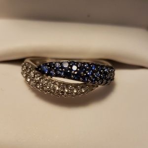 Blue and White Sapphire Ring